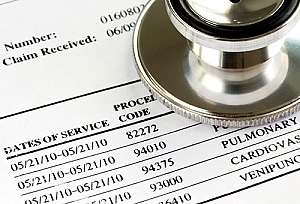 Medical bills with itemized list of expenses