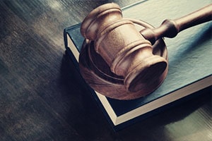 Judge gavel and legal book found inside the bureau of indian affairs