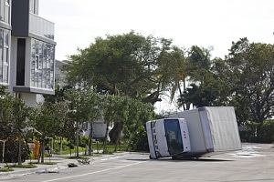 Truck accident on road