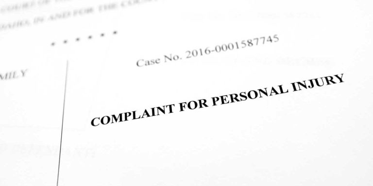 Complaint as one of the first steps in a personal injury lawsuit