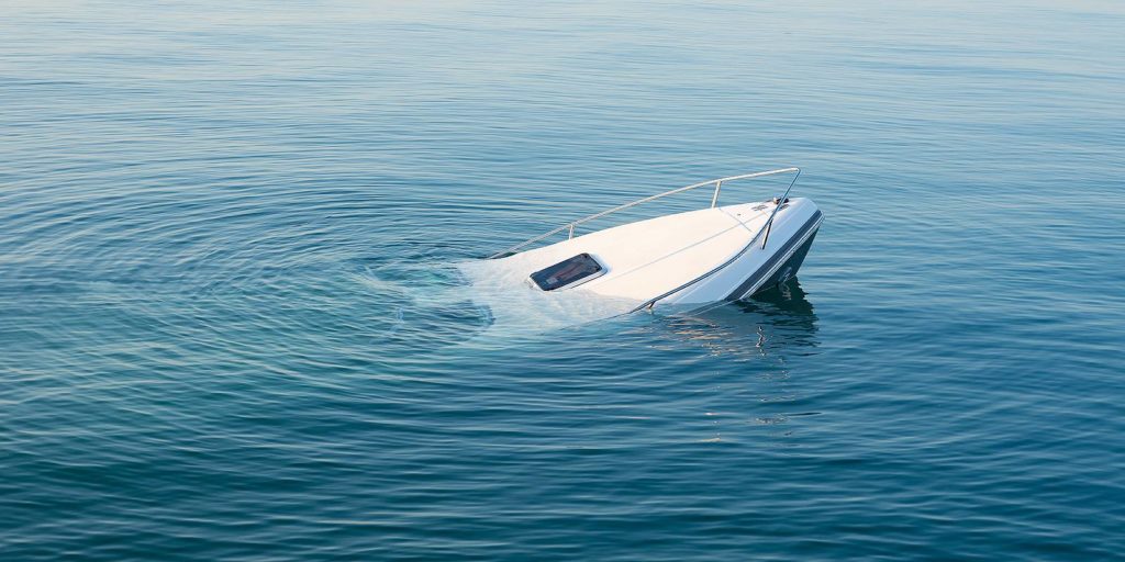Sinking boat after a fatal boating accident